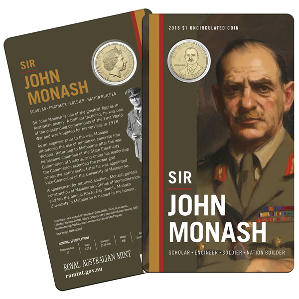 Thumbnail for 2018 Sir John Monash Uncirculated Dollar