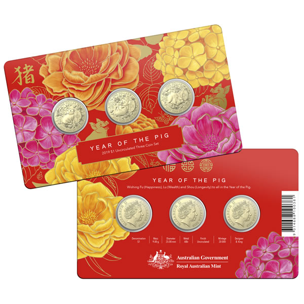 Thumbnail for 2019 Lunar Year of the Pig - 3 Coin Set