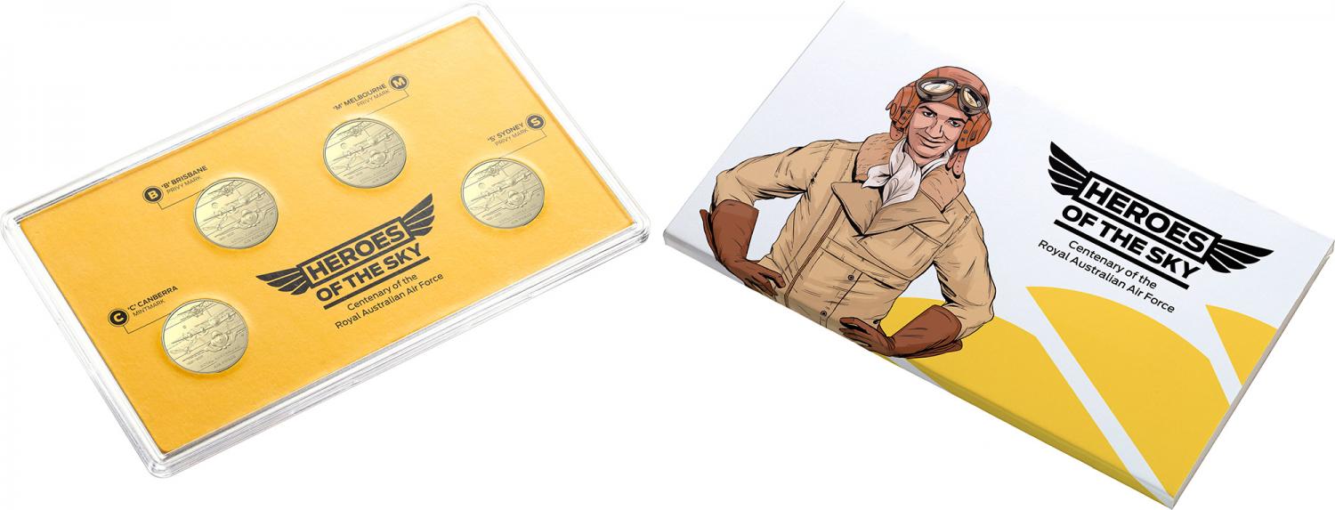Thumbnail for 2021 Heroes of the Sky Four Coin  $1 AlBr UNC Mintmark & Privymark Set 