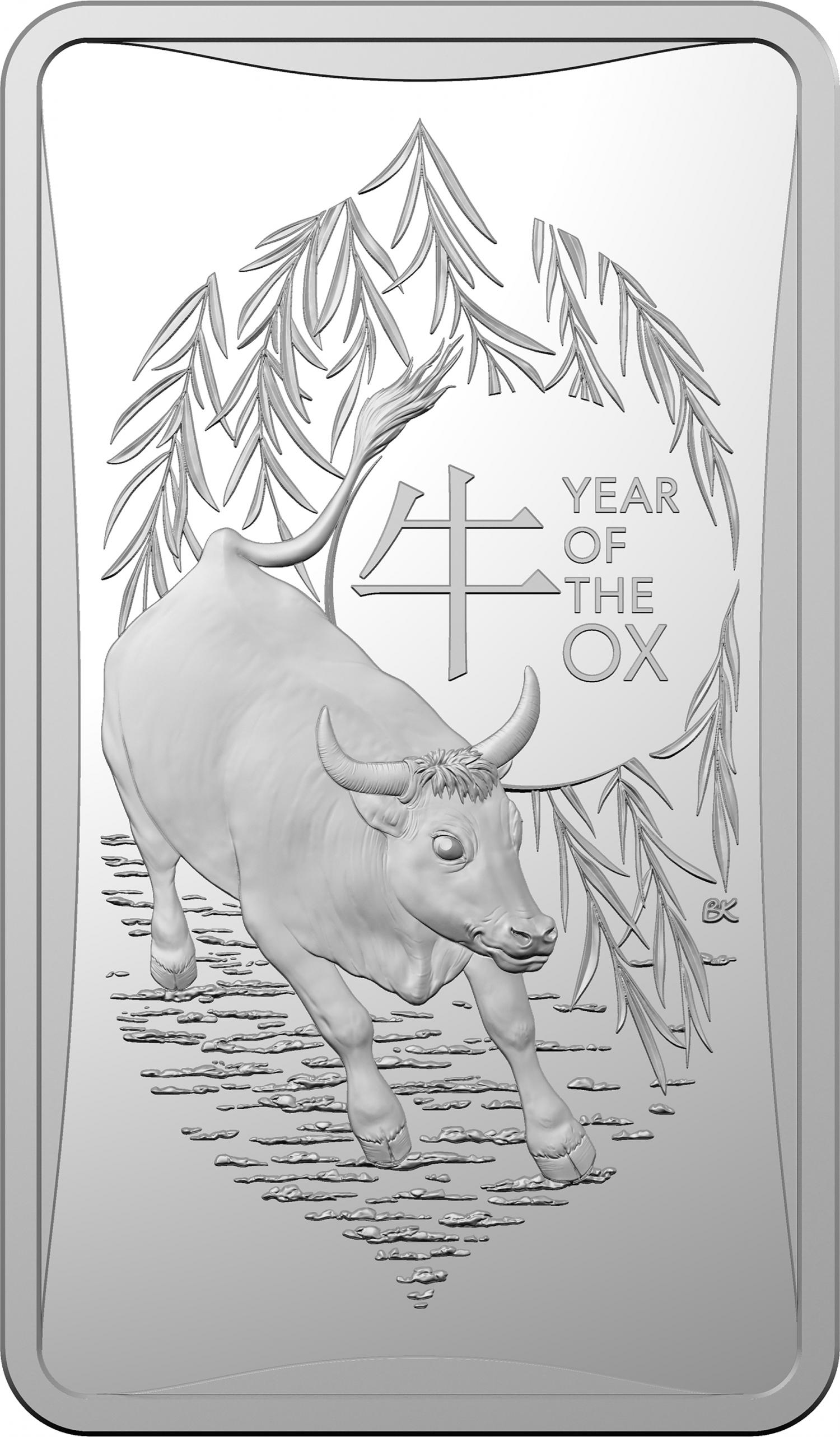 Thumbnail for 2021 Lunar Year of the Ox $1 Half oz Silver Frosted UNC INGOT in Box
