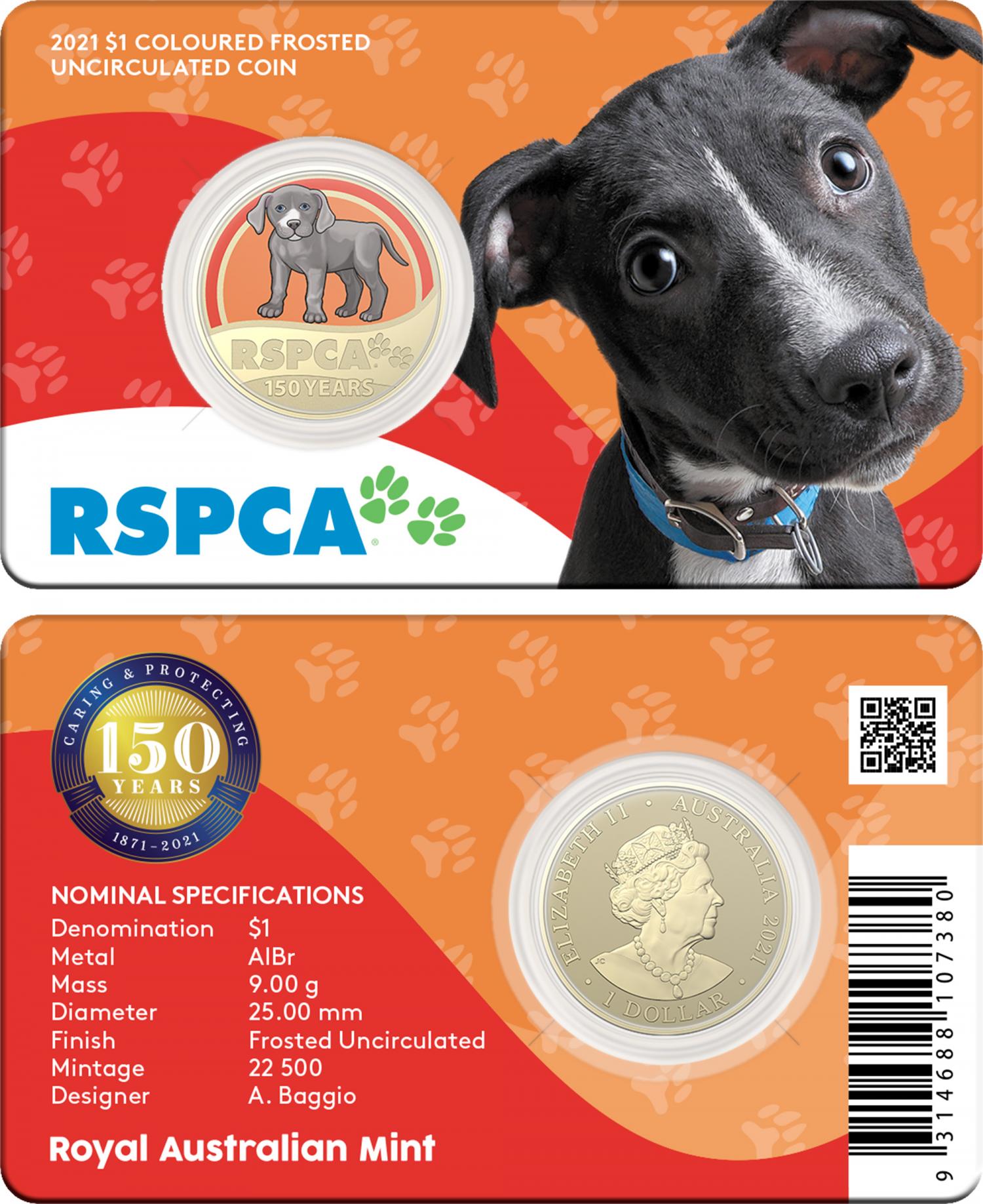 Thumbnail for 2021 $1 150th Anniversary of the RSPCA  Australia - Dog Coloured Coin in Card