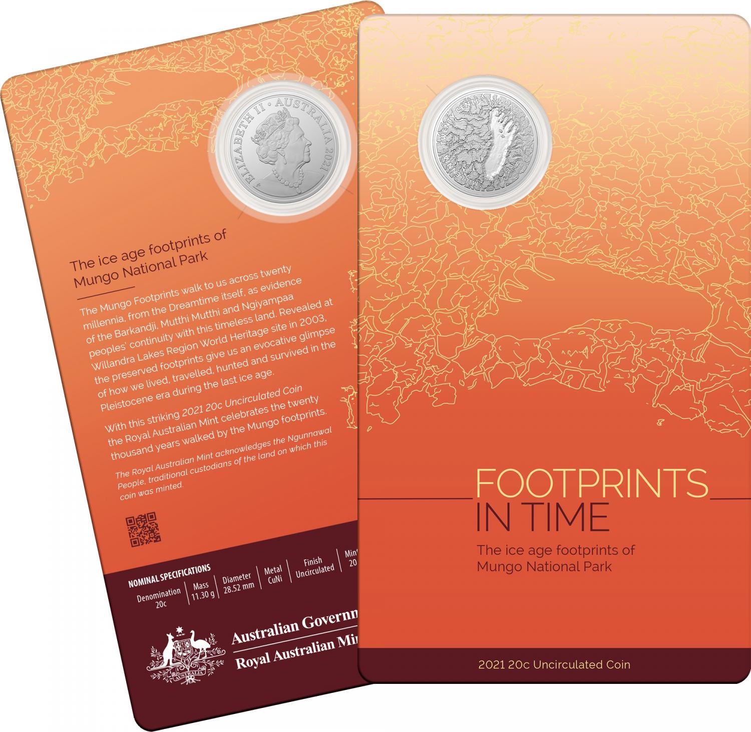 Thumbnail for 2021 Mungo Footprint 20 Cent UNC Coin  