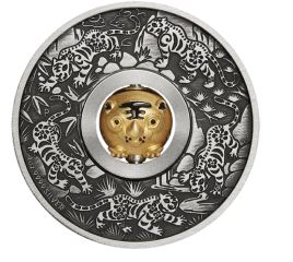 Thumbnail for 2022 Year of the Tiger Rotating Bead $1 1oz Silver Antiqued Coin - Perth Mint Tuvalu Coin