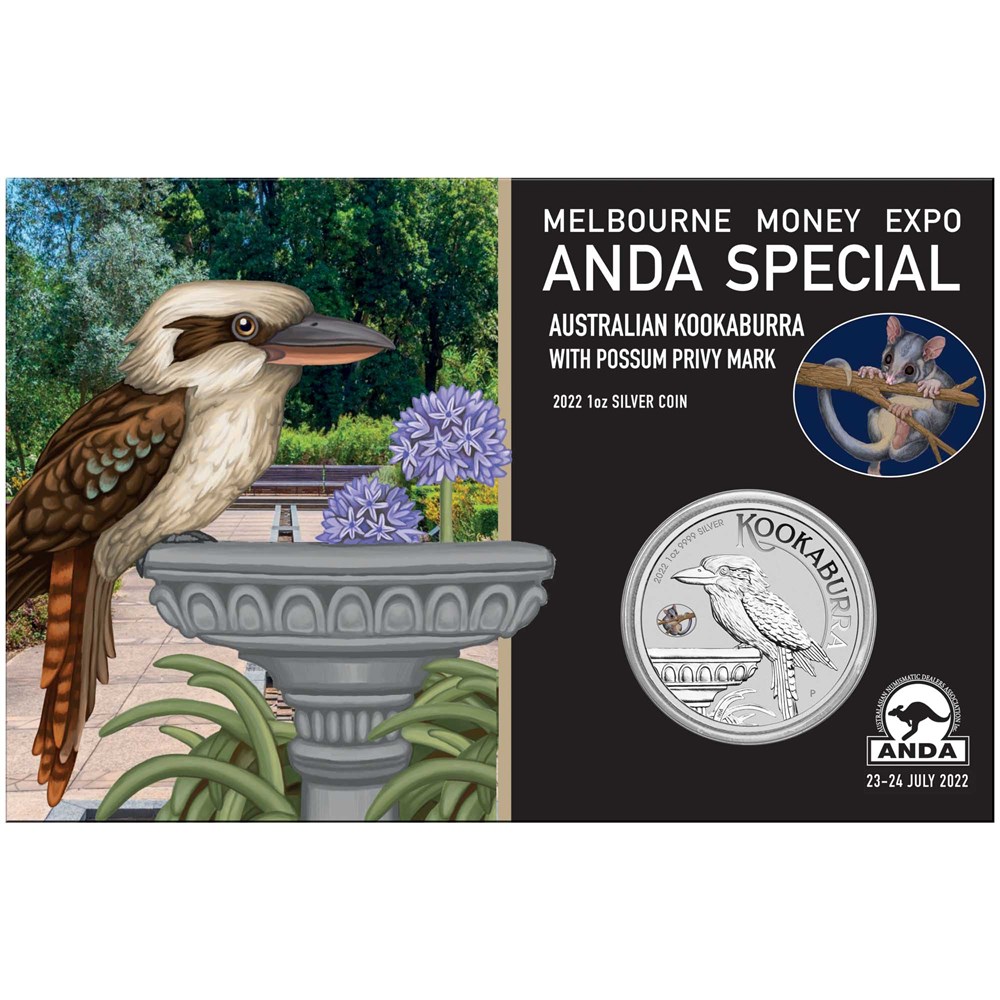 Thumbnail for 2022 Australian Kookaburra 1oz Silver Coin with Leadbeater Possum Privy Mark Melbourne ANDA Money Expo