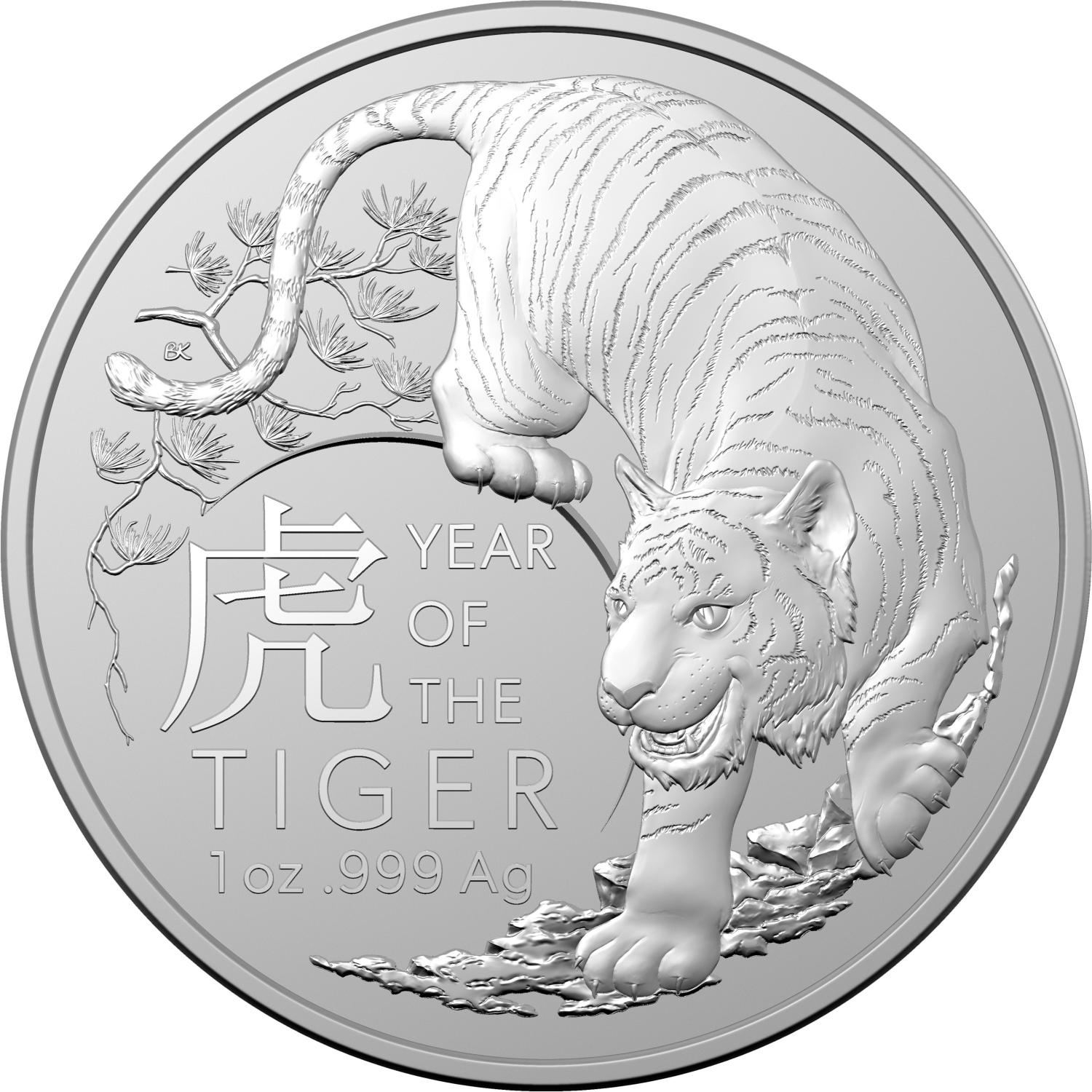 Thumbnail for 2022 $1 1oz Silver Lunar Series - Year of the Tiger Royal Australian Mint Bullion Coin 