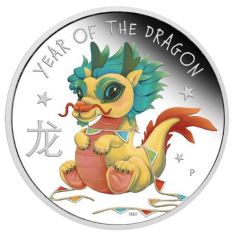 Thumbnail for 2024 50 cents Baby Dragon Half Oz Silver 99.99 Proof Coloured Tuvalu Coin  (Perth Mint)
