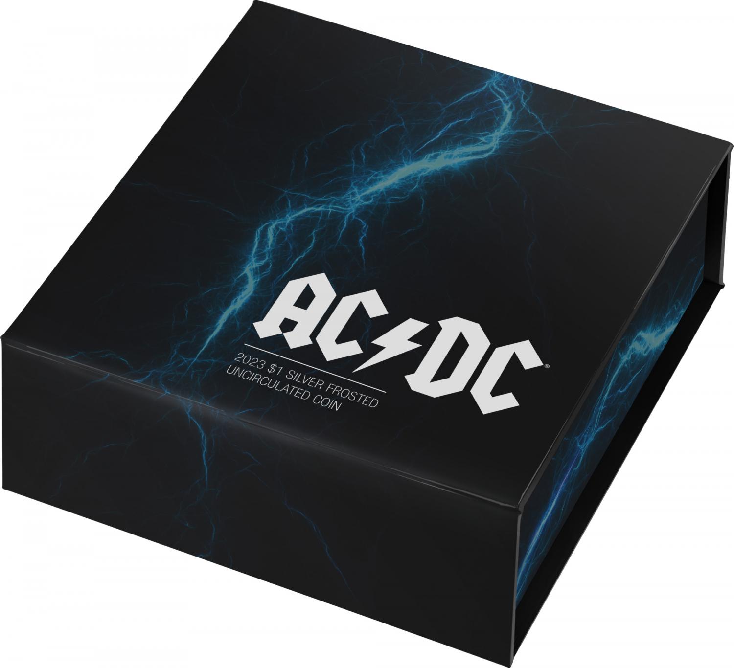 Thumbnail for 2023 $1 ACDC 45th Anniversary  Silver Frosted UNC Coin in Box