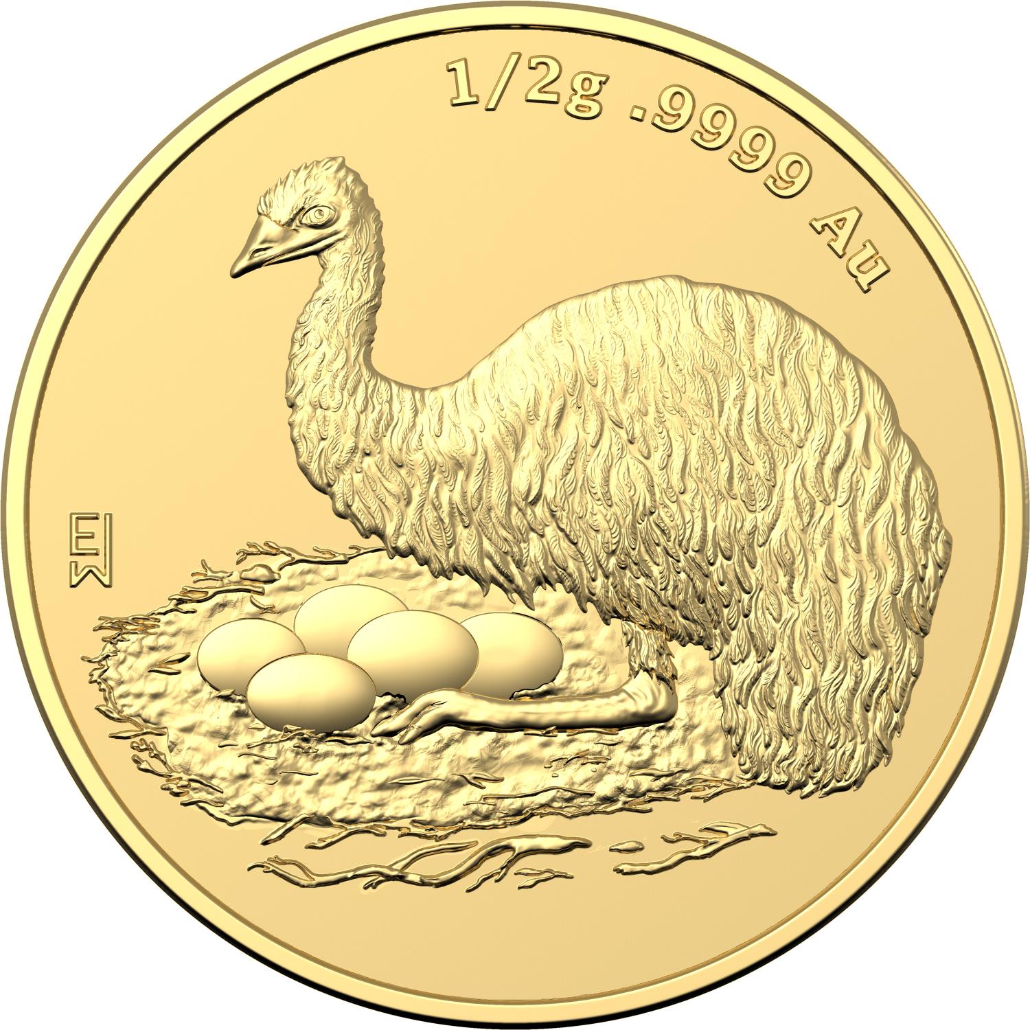 Thumbnail for 2023 $5 Mini Money Emu Half gram Frosted UNC GOLD 99.99 AU coin