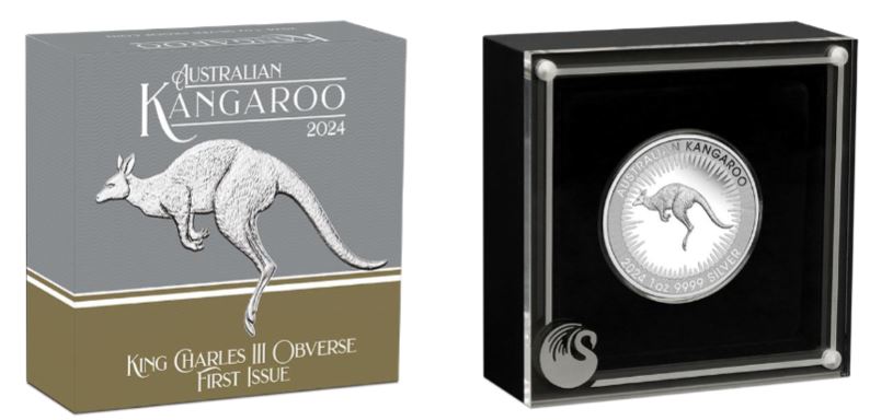Thumbnail for 2024 $1 Australian Kangaroo 1oz Silver Proof Coin featuring King Charles III Obverse First issue - Perth Mint