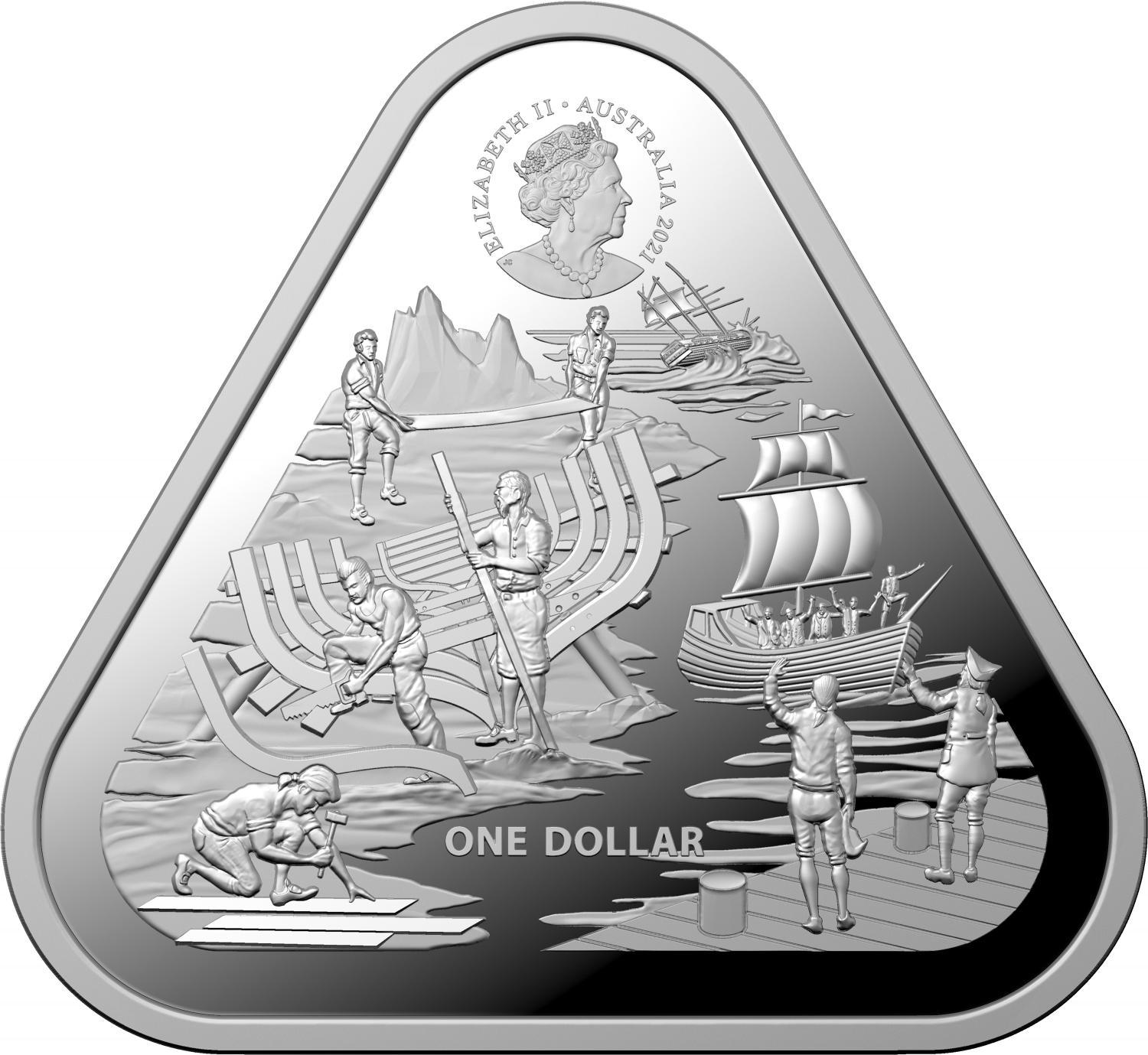 Thumbnail for 2021 $1 Australian Shipwreck Series - Zeewijk 1oz Triangular Bullion Investment Coin in Capsule