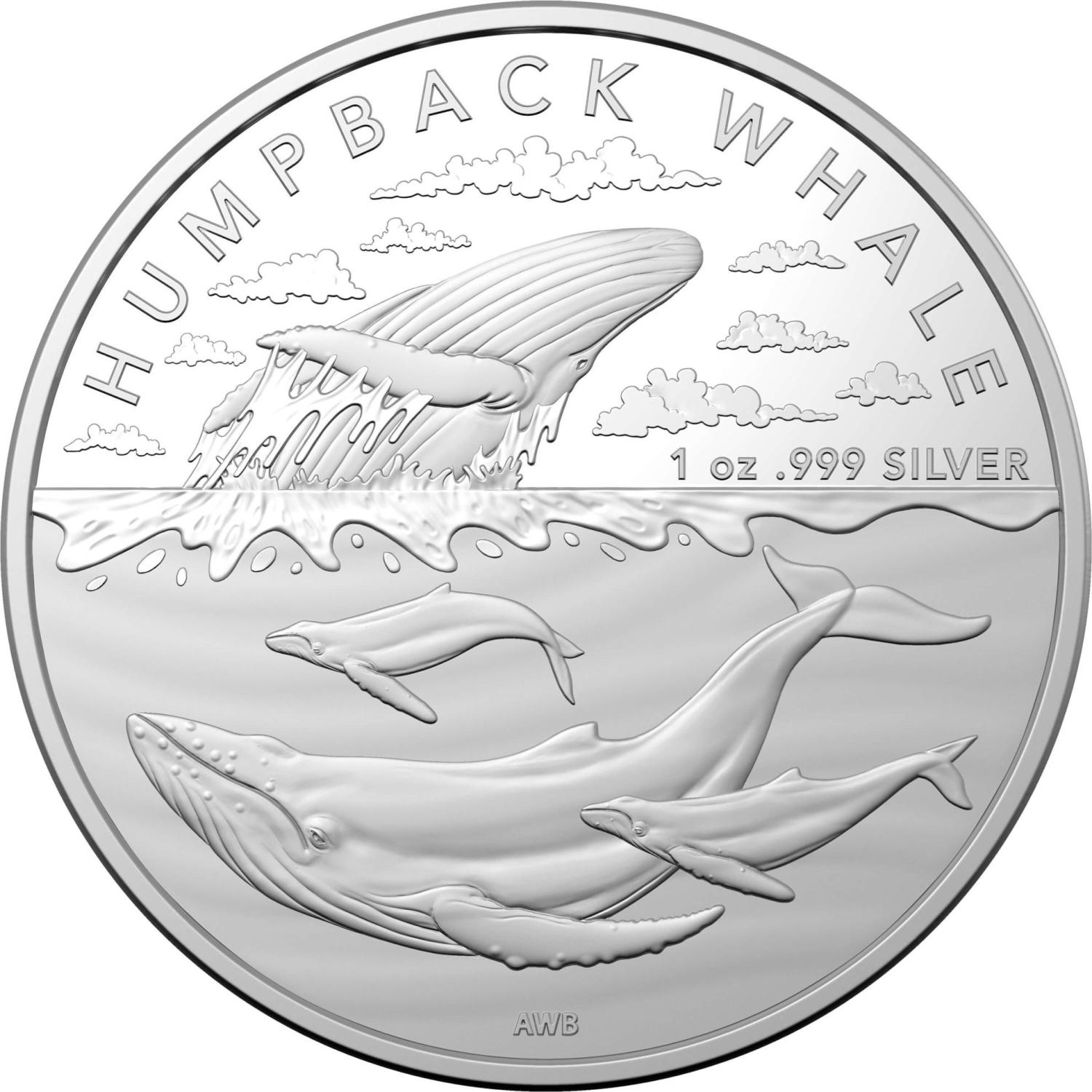 Thumbnail for 2023 $1 Australian Antarctic Territory - Humpback Whale 1oz Fine Silver Investment Coin in Capsule