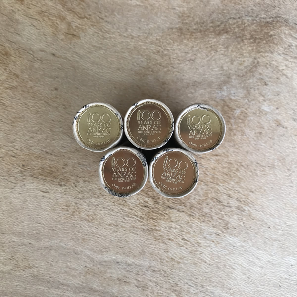Thumbnail for 2014 - 2018 -  5 x One Dollar Coin Roll Set ANZAC