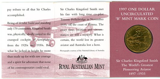 Thumbnail for 1997 Sir Charles Kingsford-Smith B Mintmark