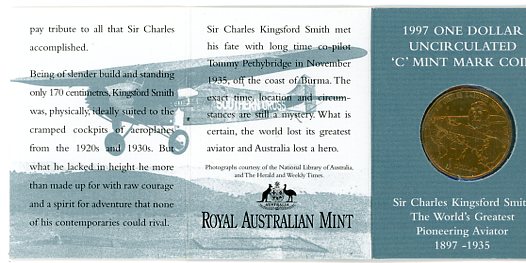 Thumbnail for 1997 Sir Charles Kingsford-Smith C Mintmark