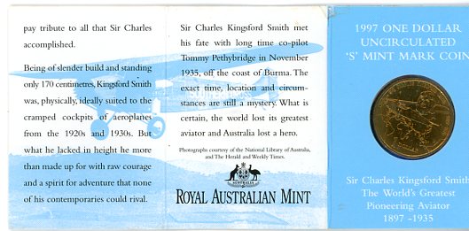 Thumbnail for 1997 Sir Charles Kingsford-Smith S Mintmark