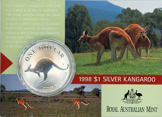 Thumbnail for 1998 One Dollar 1oz Silver Kangaroo 