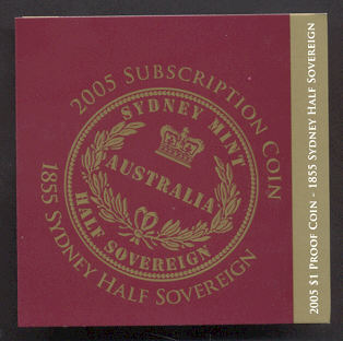 Thumbnail for 2005 Australian Subscription $1.00 Coin 1855 Sydney Half Sovereign - 60.5 grams