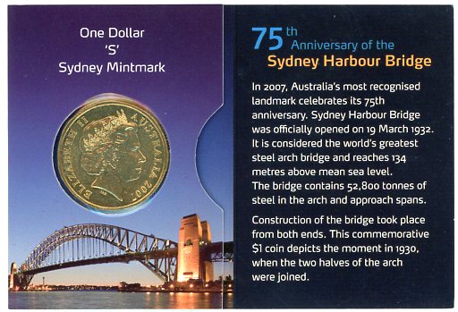 Thumbnail for 2007 75th Anniversary of the Sydney Harbour Bridge - S Mintmark