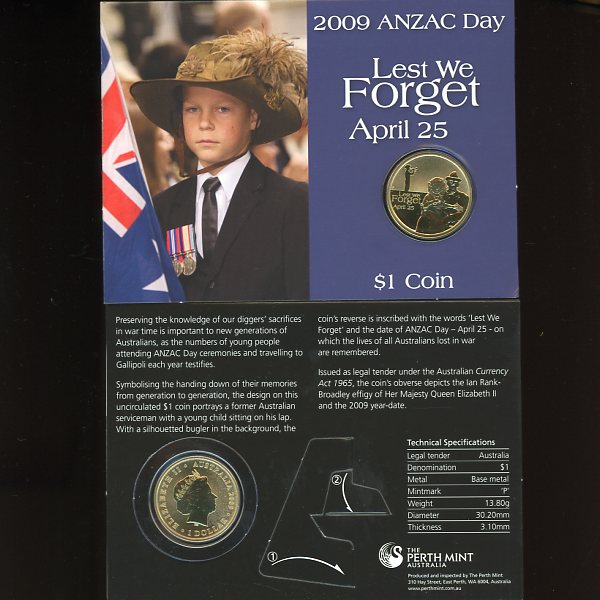 Thumbnail for 2009 Anzac Day Lest We Forget One dollar Coin