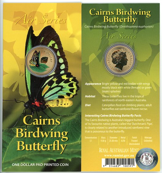 Thumbnail for 2011 $1 Coin Air Series - Cairns Birdwing Butterfly