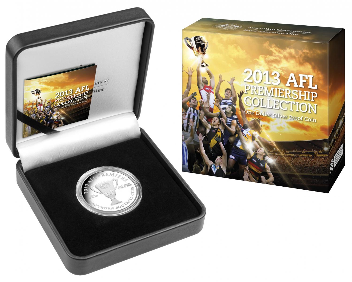 Thumbnail for 2013 AFL Premiership One Dollar 1oz Silver Proof Coin - Hawthorn