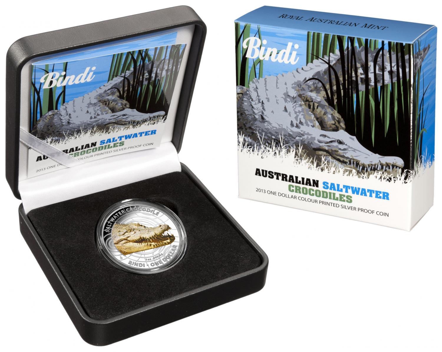 Thumbnail for 2013 1oz Coloured Silver Proof Australian Saltwater Crocodile - Bindi