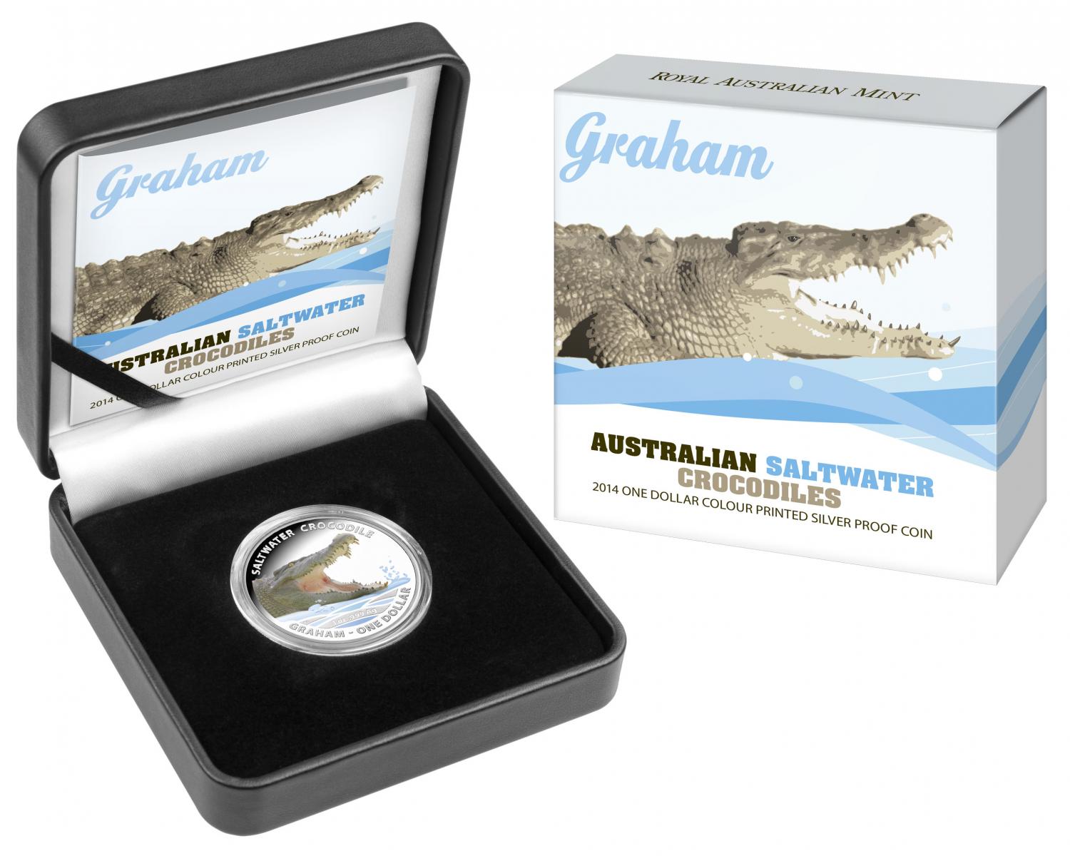 Thumbnail for 2014 1oz Coloured Silver Proof Australian Saltwater Crocodile - Graham