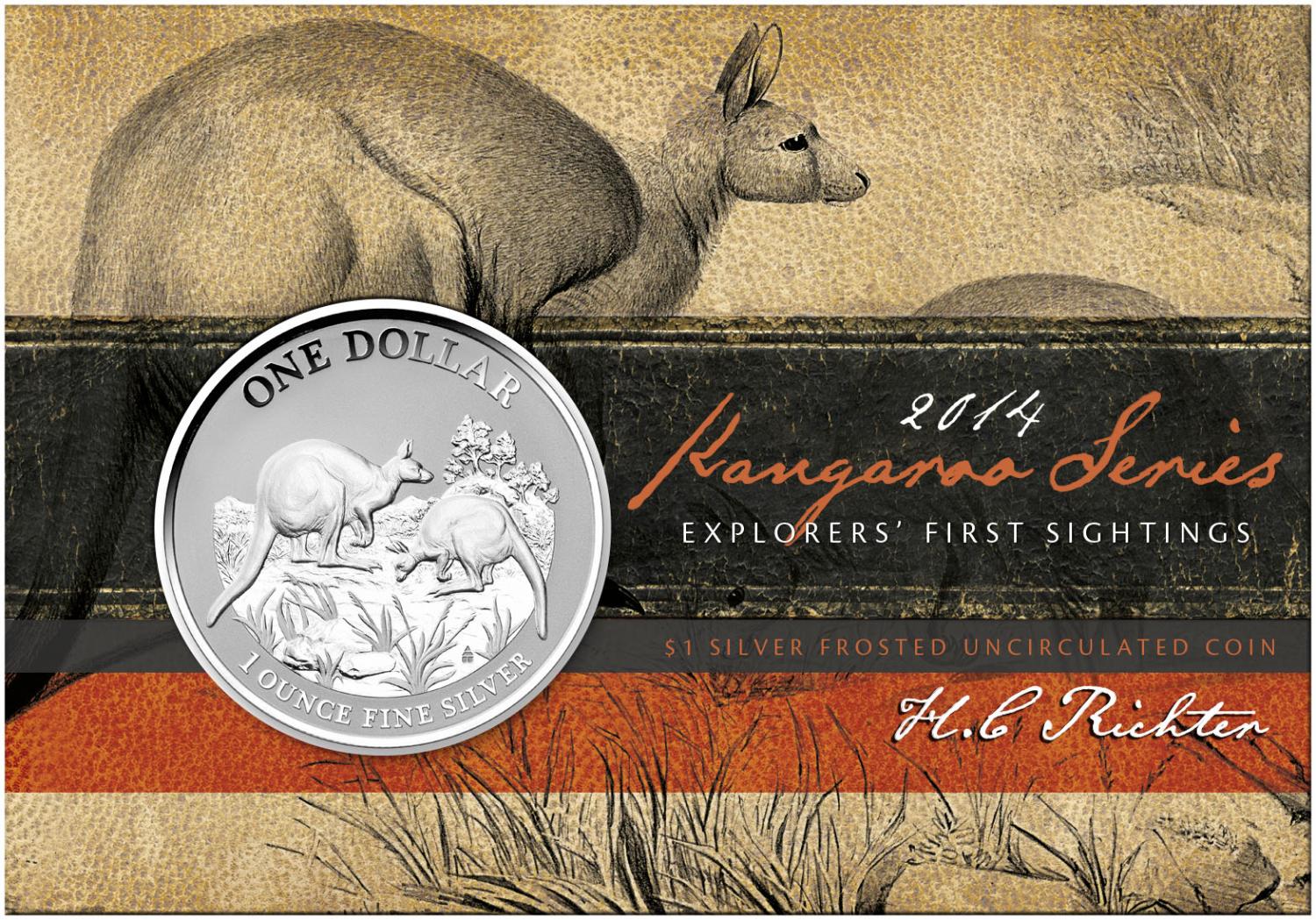 Thumbnail for 2014 $1 Silver Frosted Coin Kangaroo Series - Explorer's First Sightings