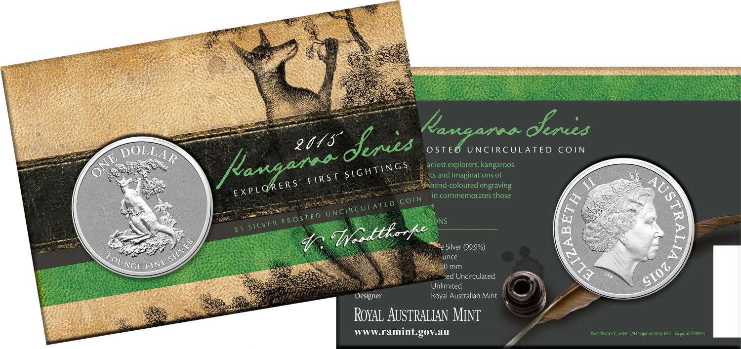Thumbnail for 2015 $1 Silver Frosted Coin Kangaroo Series - Explorer's First Sightings