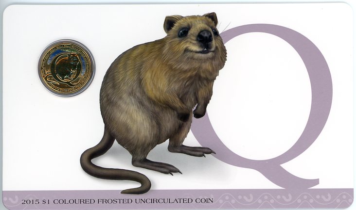 Thumbnail for 2015 $1 Coloured Frosted Alphabet UNC Coin - Q Is For Quokka