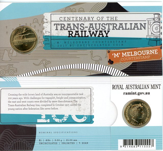 Thumbnail for 2017 Centenary of the Trans-Australian Railway M Counterstamp