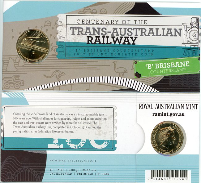 Thumbnail for 2017 Centenary of the Trans Australian Railway B Counterstamp