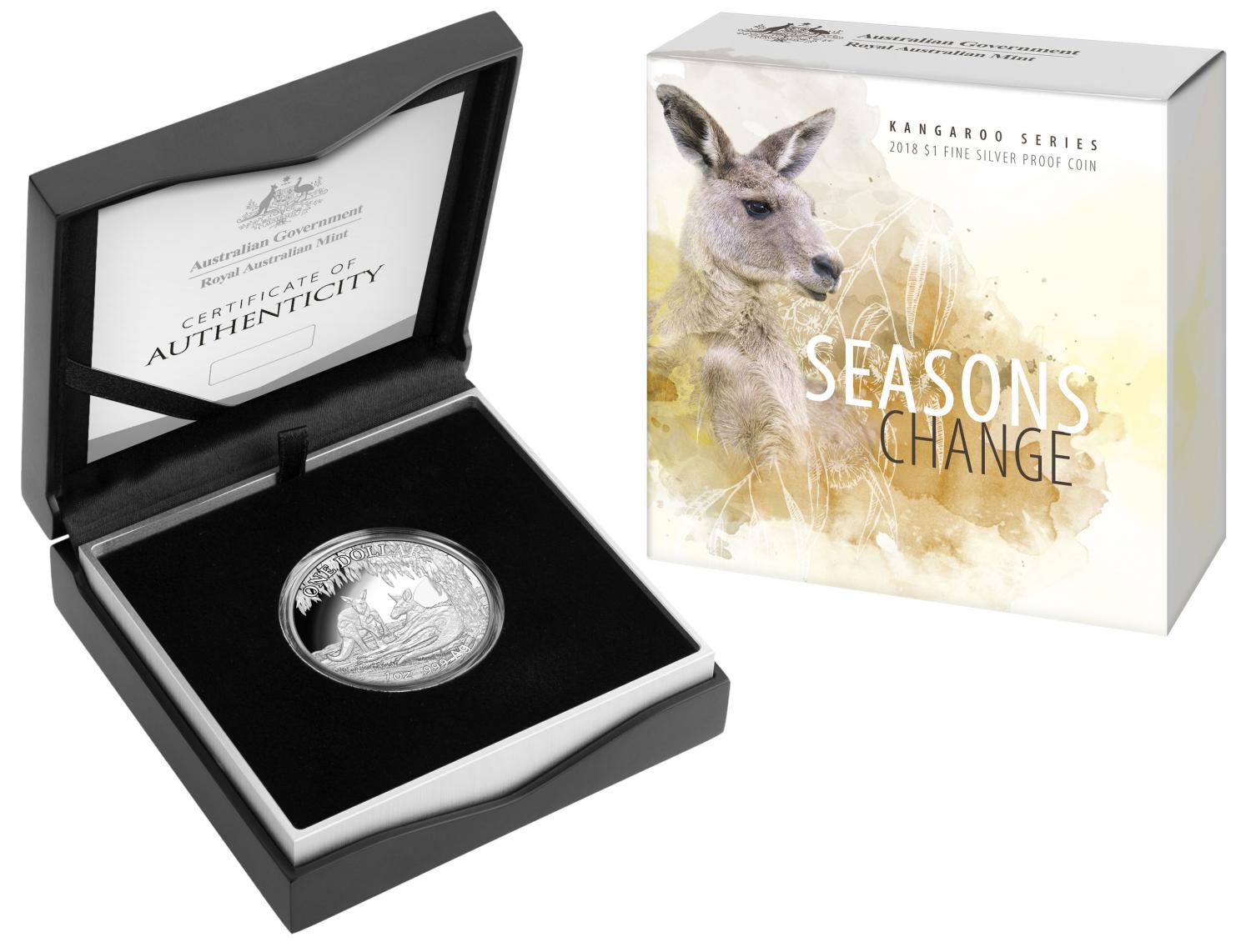 Thumbnail for 2018 $1 Fine Silver Proof Coin - Kangaroo Series Seasons Change
