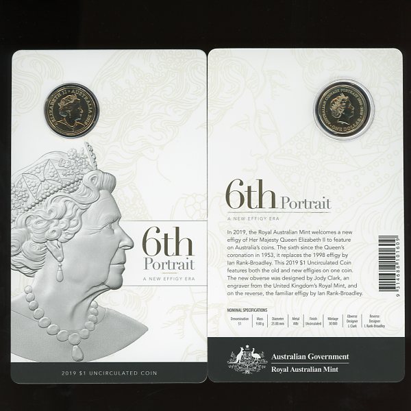 Thumbnail for 2019 $1 6th Portrait - A New Effigy Era UNC Coin on Card