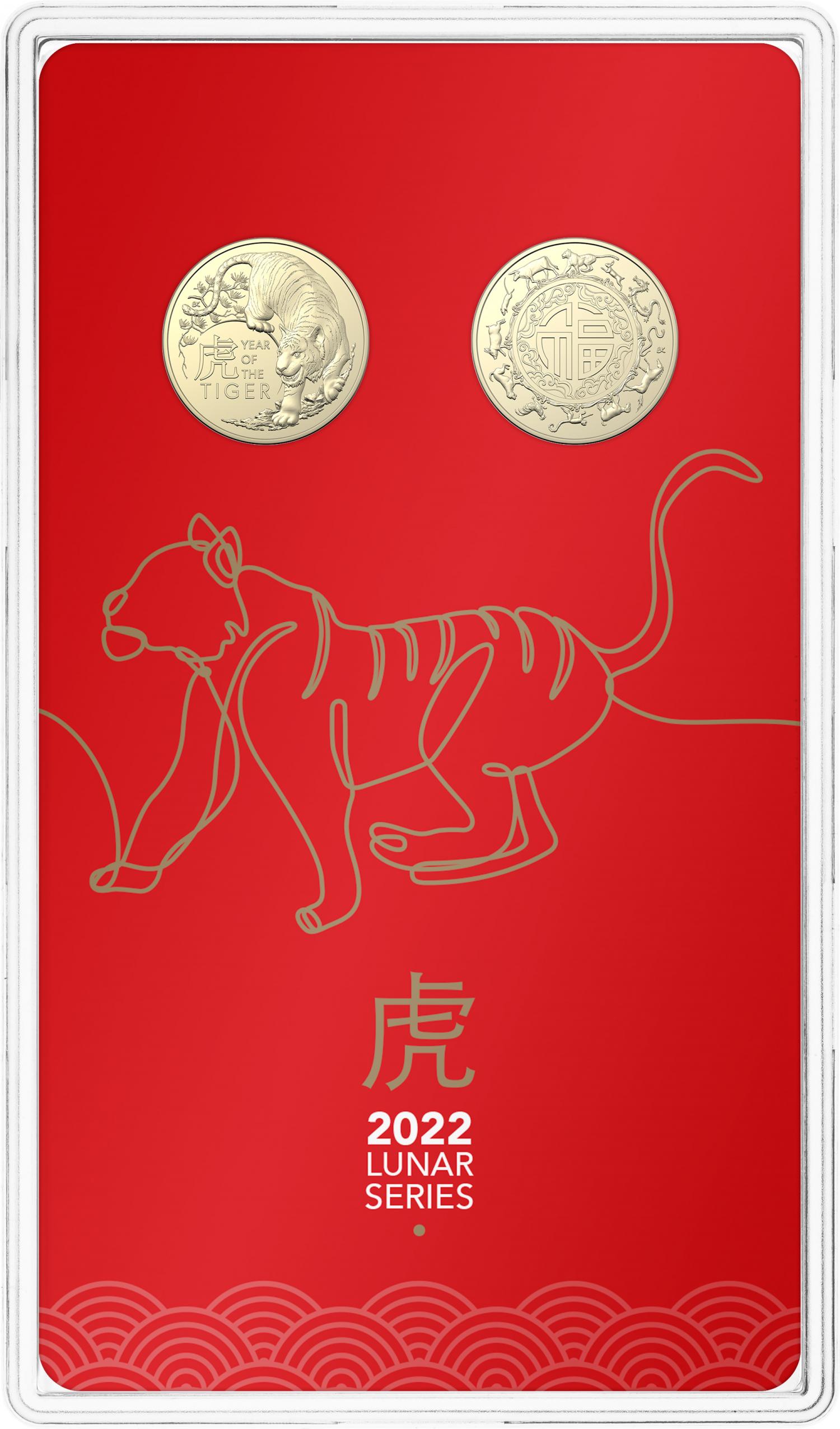 Thumbnail for 2022 $1 Lunar Year of the Tiger AlBr UNC Two Coin Set