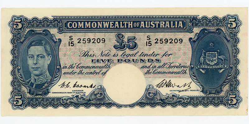 Thumbnail for 1949 Coombs-Watt Five Pound Banknote S15 259209 9EF