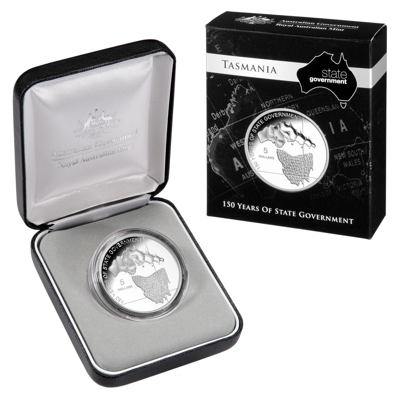 Thumbnail for 2006 $5.00 Silver Proof Tasmania 150 Years of State Government