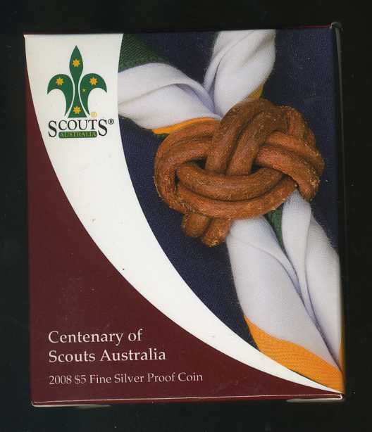 Thumbnail for 2008 $5 Fine Silver Proof Coin - Centenary of Scouts Australia