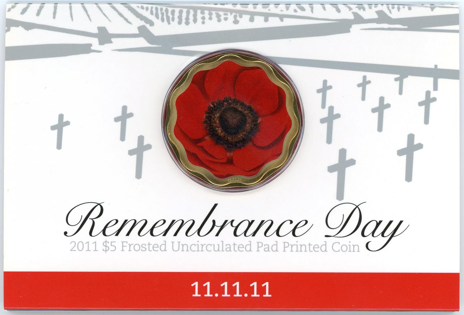 Thumbnail for 2011 Remembrance Day Coloured $5 UNC Coin