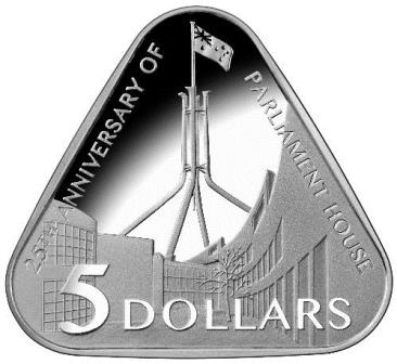 Thumbnail for 2013 $5.00 Triangular Silver Proof Coin - 25th Anniversary of Australian Parliament House