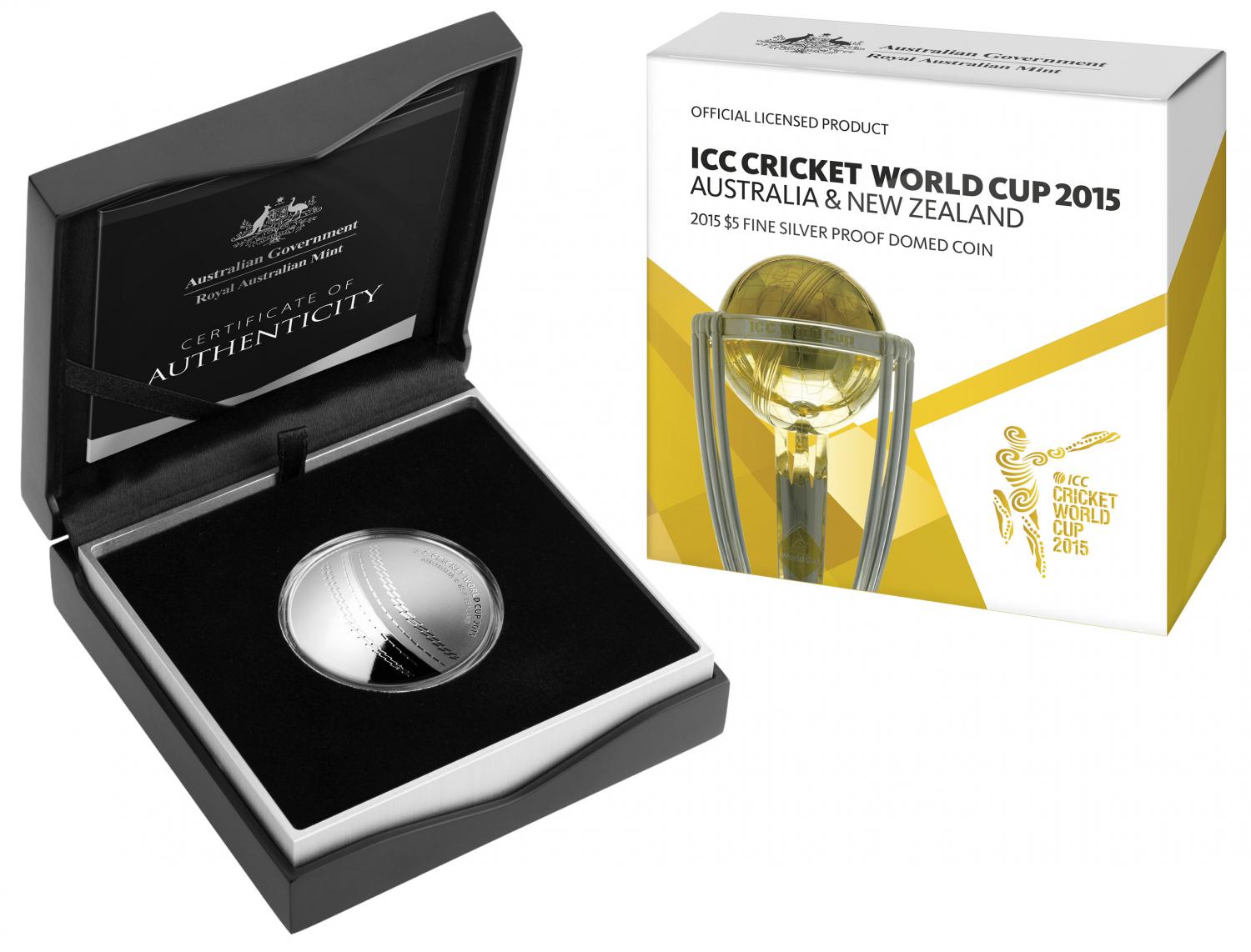 Thumbnail for 2015 ICC Cricket World Cup $5.00 Silver 1oz Proof Domed Coin