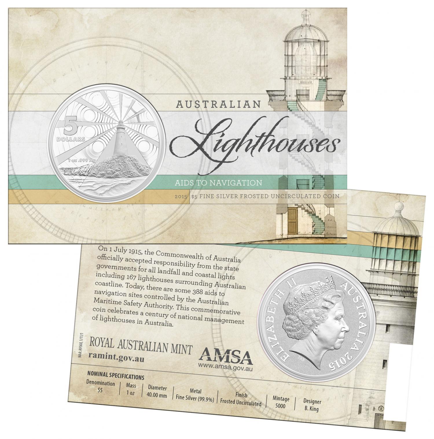 Thumbnail for 2015 Australian Lighthouses $5.00 Frosted Uncirculated Coin