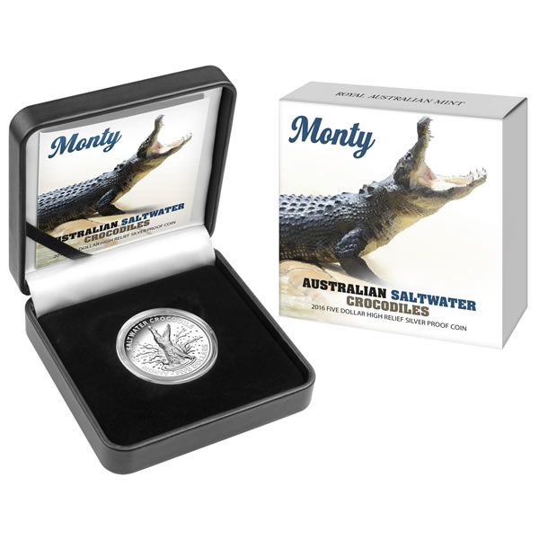 Thumbnail for 2016 $5 High Relief Silver Proof Coin - Australian Saltwater Crocodiles
