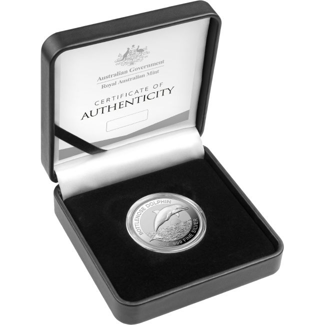 Thumbnail for 2019 Australian Bottlenose Dolphin 1oz High Relief Silver $5.00 Proof