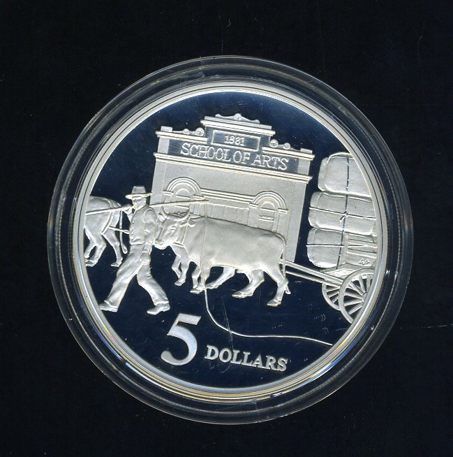 Thumbnail for 1997 Australian $5 Silver Coin from Masterpieces in Silver Set - Bullocks.  The Coin is Sterling Silver and contains over 1oz of Pure Silver.