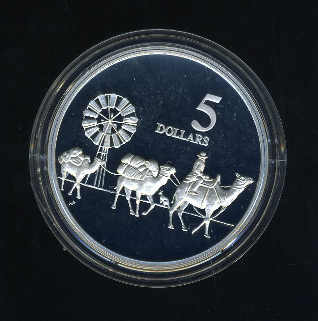 Thumbnail for 1997 Australian $5 Silver Coin from Masterpieces in Silver Set - Camels.  The Coin is Sterling Silver and contains over 1oz of Pure Silver.