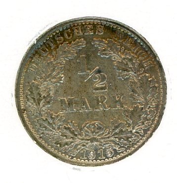 Thumbnail for 1915G German Silver Half Mark EF