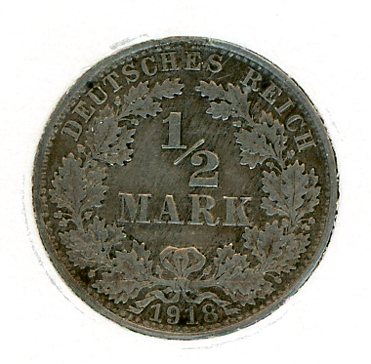 Thumbnail for 1918A German Silver Half Mark EF
