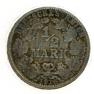 Thumbnail for 1918E German Silver Half Mark aUNC
