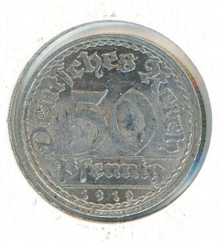 Thumbnail for 1919F German Silver 50 Pfennig EF
